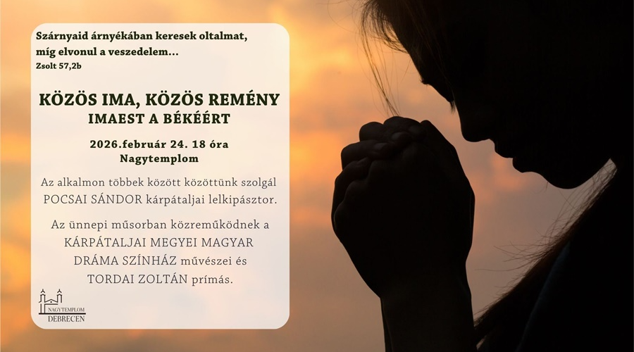 Imaestet rendeznek a békéért a debreceni Nagytemplomban